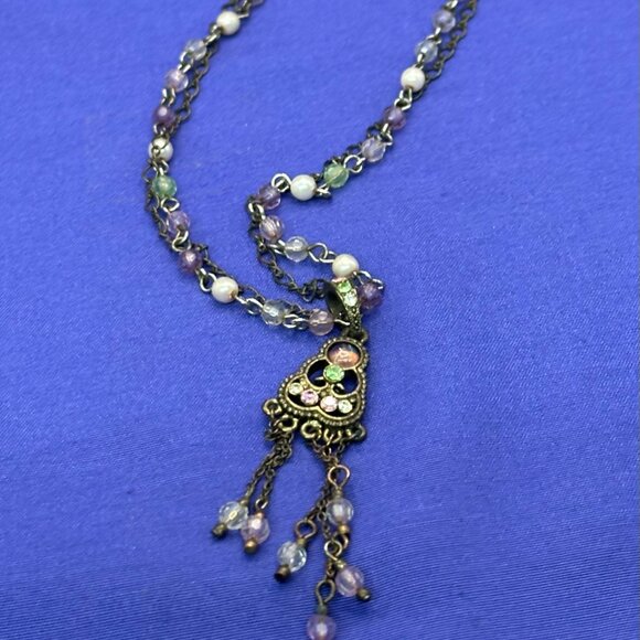 1928 Brand “Confetti” Necklace w/ Faux Pearls & Crystal Accents.  Original Tag - Picture 4 of 11